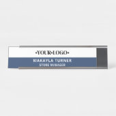 Aangepast Logo Blauw Bureau Naambordje (Voorkant)