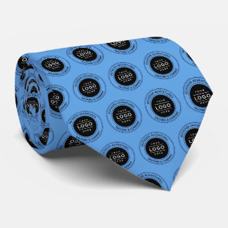 Aangepast Logo Blauw Herhalend Bedrijfsmerkpatroon Stropdas