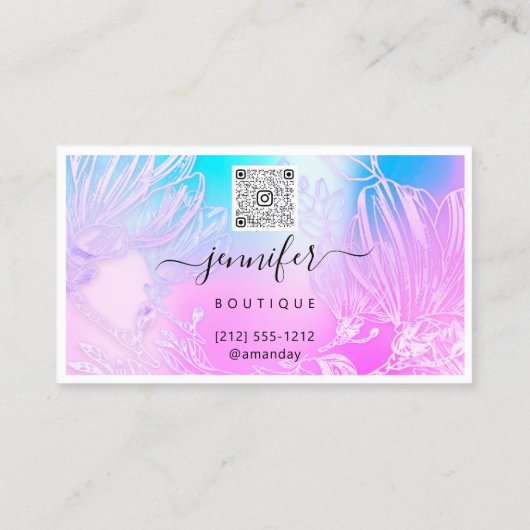 Aangepast Logo Blauw roze Lijst QR-code aanjager Visitekaartje (Achterkant)