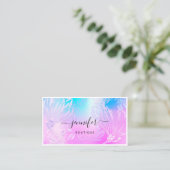 Aangepast Logo Blauw roze Lijst QR-code aanjager Visitekaartje (Staand voorkant)