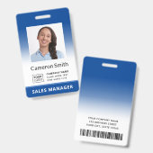 Aangepast logo blauw verloop medewerker naam label badge (Voor- en achterkant)