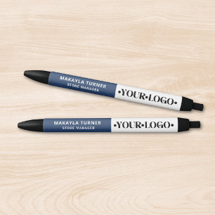 Aangepast logo blauw zwarte inkt pen