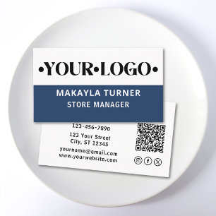 Aangepast Logo Blauwe QR Code Sociale Iconen Visitekaartje