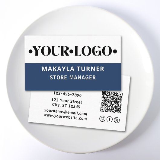 Aangepast Logo Blauwe QR Code Sociale Iconen Visitekaartje