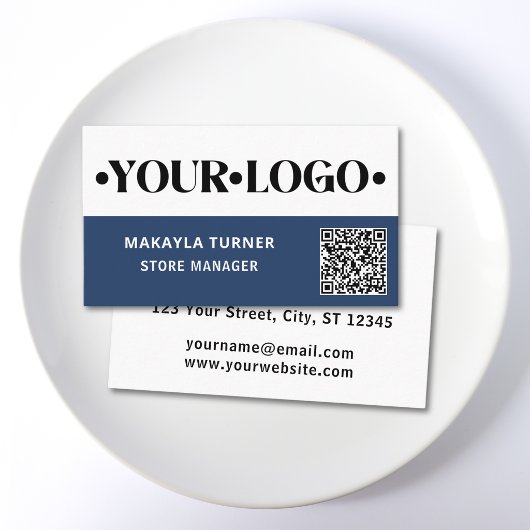 Aangepast Logo Blauwe QR Code Visitekaartje
