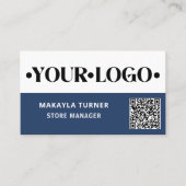 Aangepast Logo Blauwe QR Code Visitekaartje (Voorkant)