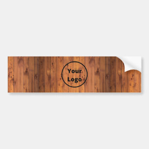 Aangepast logo bruin hout bumpersticker