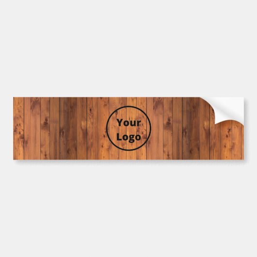 Aangepast logo bruin hout bumpersticker (Voorkant)