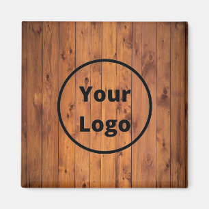 Aangepast logo bruin hout magneet