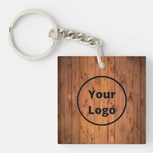 Aangepast logo bruin hout sleutelhanger