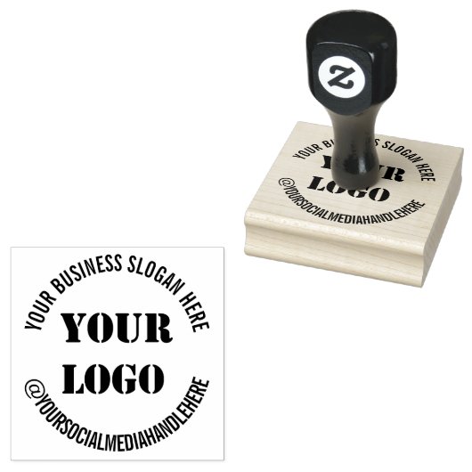 Aangepast Logo Business Slogan Social Media Handva Rubberstempel (Gestempeld)