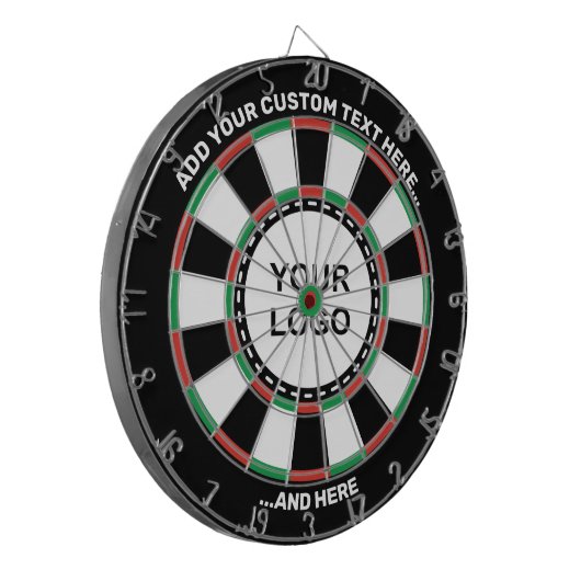 Aangepast Logo-dartboard met tekst Dartbord (Voorkant Links)