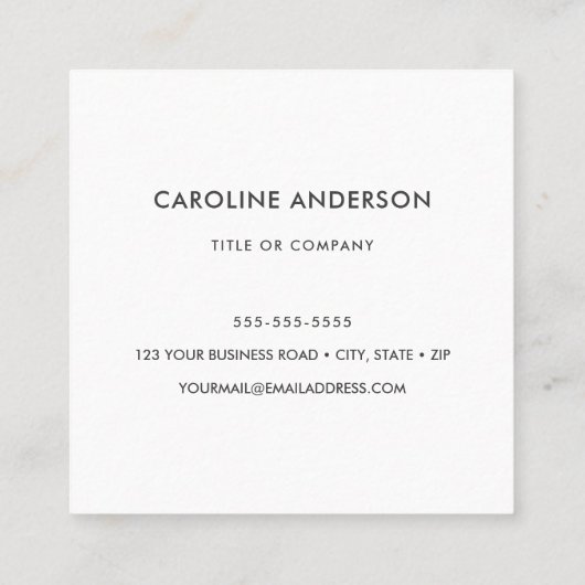 Aangepast logo, donkergrijs, vierkant, professione vierkante visitekaartje (Achterkant)