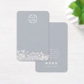 Aangepast logo dusty blue earring beeldscherm met  visitekaartje (Bureau)