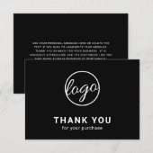 Aangepast Logo - Eenvoudig zwart bedrijf Bedankkaart (Voorkant / Achterkant)