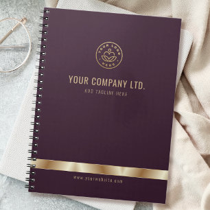 Aangepast logo Elegant Burgundyrood Goud Notitieboek