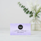 Aangepast Logo Elegant Chic Paars Glitter Visitekaartje (Staand voorkant)