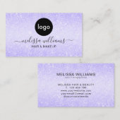 Aangepast Logo Elegant Chic Paars Glitter Visitekaartje (Voorkant / Achterkant)