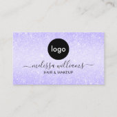 Aangepast Logo Elegant Chic Paars Glitter Visitekaartje (Voorkant)