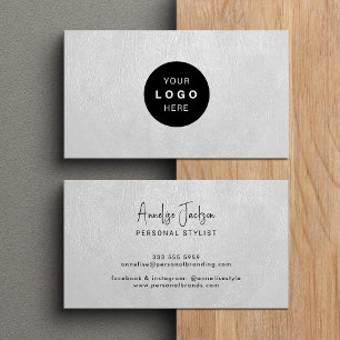 Aangepast logo elegant luxe wit leer visitekaartje