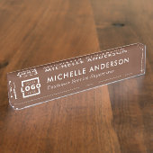 Aangepast Logo elegant modern minimalistisch bruin Naambordje (Zijkant)