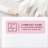 Aangepast logo elegant roze bedrijfsretouradres etiket (Insitu)