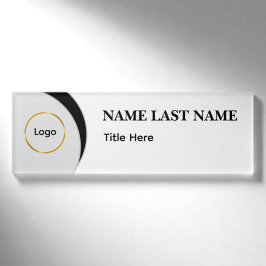 Aangepast logo Elegant Stofblauw Wit Magneet Naambadge