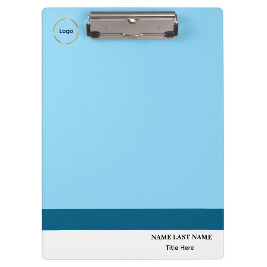Aangepast logo elegant stoffig blauw wit klembord (Voorkant)