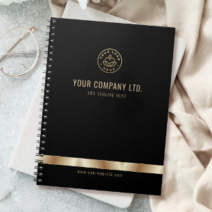 Aangepast Logo Elegant Zwart Goud Notitieboek