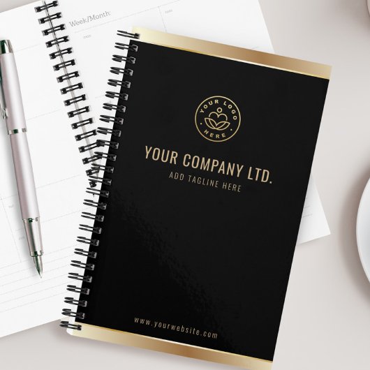Aangepast logo Elegant Zwart Goud Planner