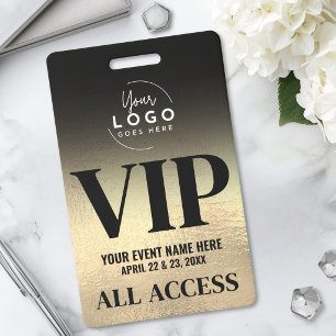 Aangepast Logo Elegant Zwart Goud VIP Badge