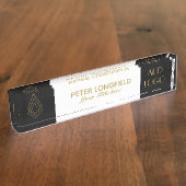 Aangepast Logo elegant zwart-witdesbord Naambordje (Zijkant)