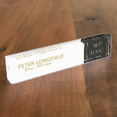 Aangepast Logo elegant zwart-witdesbord Naambordje (Zijkant)