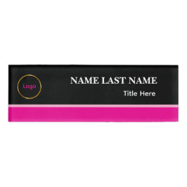 Aangepast logo Elegante Roze, Zwart & Witte magnee Naambadge