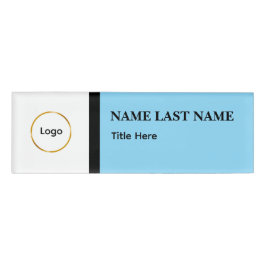 Aangepast logo Elegante Stofblauwe Witte Magneet Naambadge
