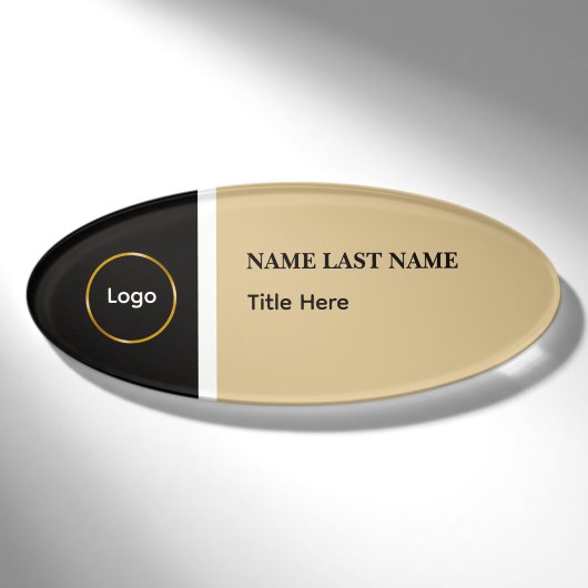 Aangepast logo Elegante Stofblauwe Witte Magneet Naambadge (Voorkant)