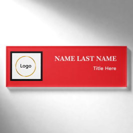 Aangepast logo Elegante Stofblauwe Witte Magneet Naambadge