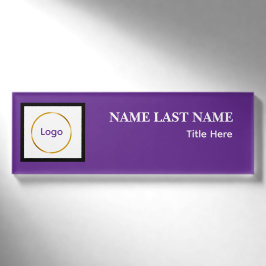 Aangepast logo Elegante Stofblauwe Witte Magneet Naambadge