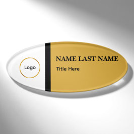 Aangepast logo Elegante Stofblauwe Witte Magneet Naambadge