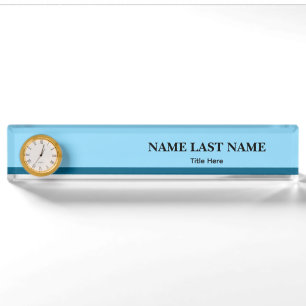 Aangepast logo Elegante Stofblauwe Witte Magneet Naambordje