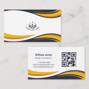 Aangepast logo Elegante zakelijke golf QR-code Visitekaartje