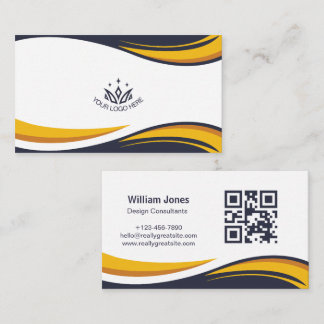Aangepast logo Elegante zakelijke golf QR-code Visitekaartje