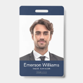 Aangepast logo en foto donkerblauwe naam employee  badge