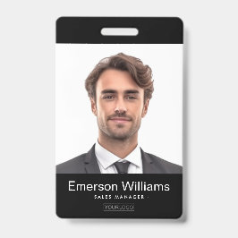 Aangepast logo en foto zwarte naamkaart voor werkn badge