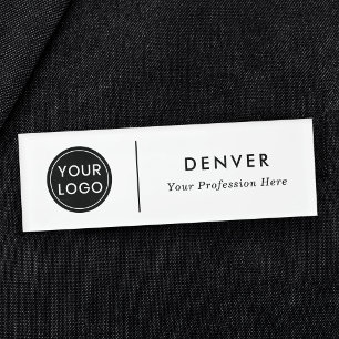 Aangepast logo en naam modern minimalistisch naambadge