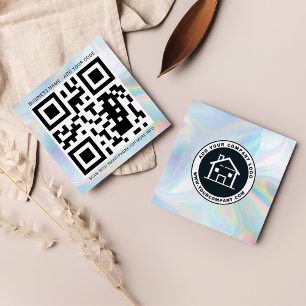 Aangepast logo en QR-code doe-het-zelf holografisc Vierkante Visitekaartje