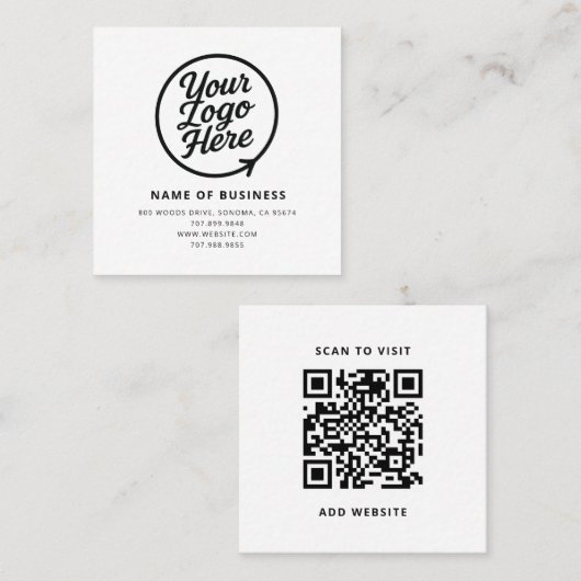 Aangepast Logo En QR Code Vierkante Visitekaartje (Voorkant / Achterkant)