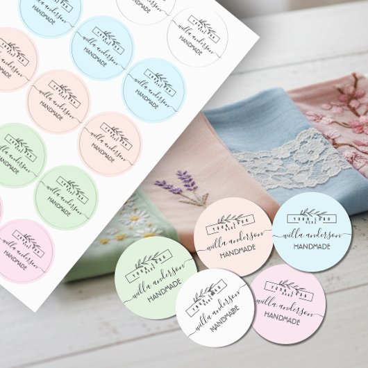 Aangepast logo en script ronde stof kleding  labels