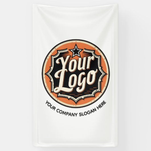 Aangepast Logo en Tekst Bedrijf Spandoek (Verticaal)