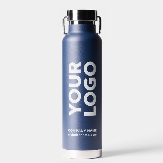 Aangepast Logo en tekst op 2-zijdennenblauw Waterfles (Voorkant)